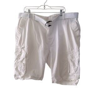 Britches Cargo Shorts Men Size 44W White Cotton Belted Elevated Casual